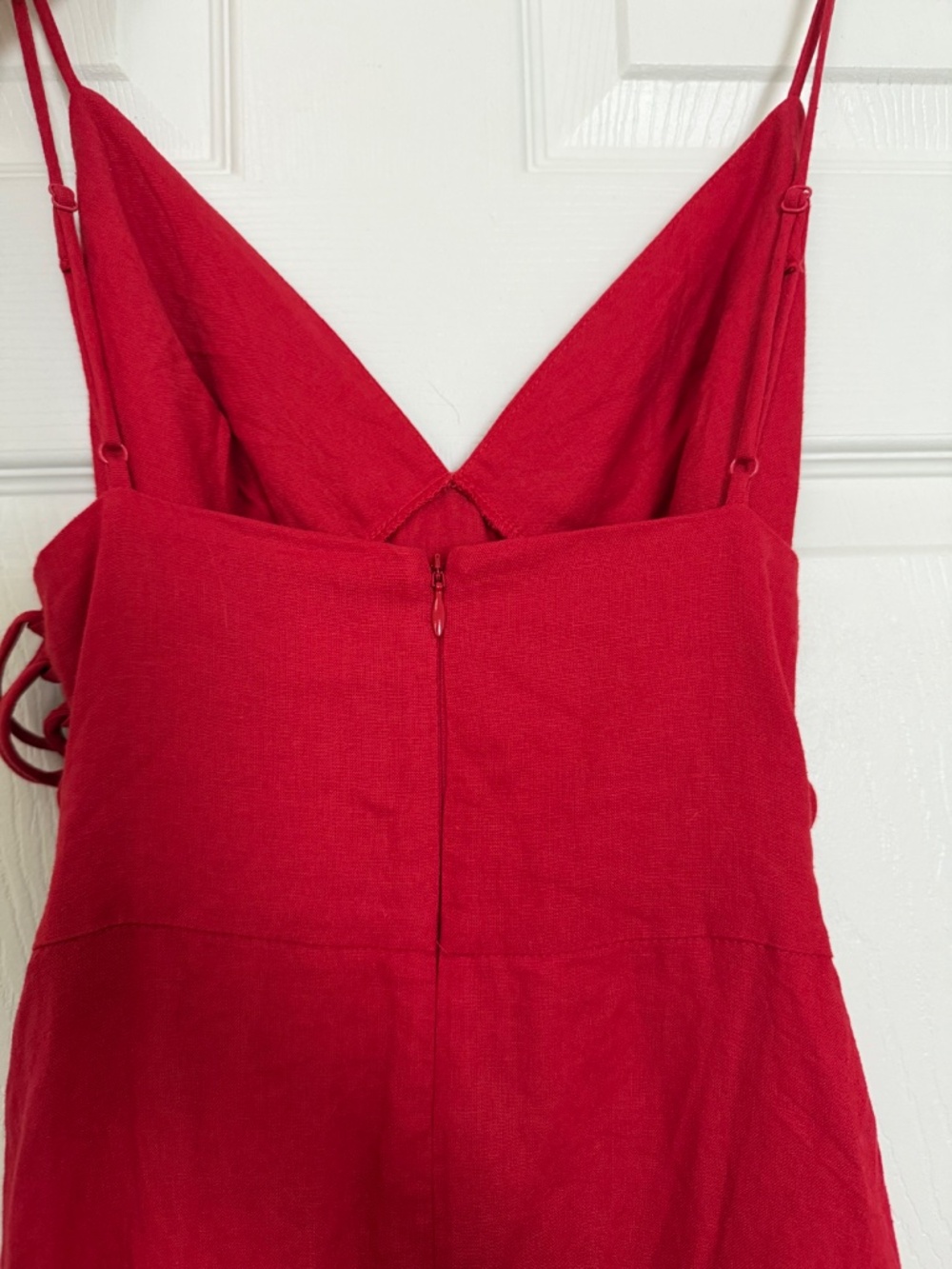 Farm Rio Tie-Detailed Linen-Blend Maxi Dress in Red | Size Small | NWT - Picture 4 of 5